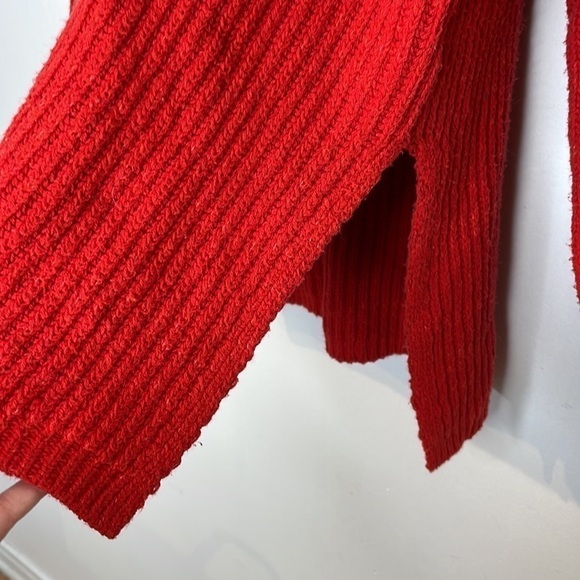 URBAN Outfitters Tomato Red Ribbed Slit Cowlneck Sweater - Picture 4 of 8